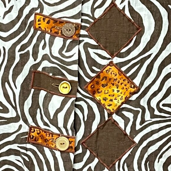 Vtg Zebra Safari Button Shirt Women Large Lagenlook Lightweight Artsy Eclectic - Picture 3 of 11